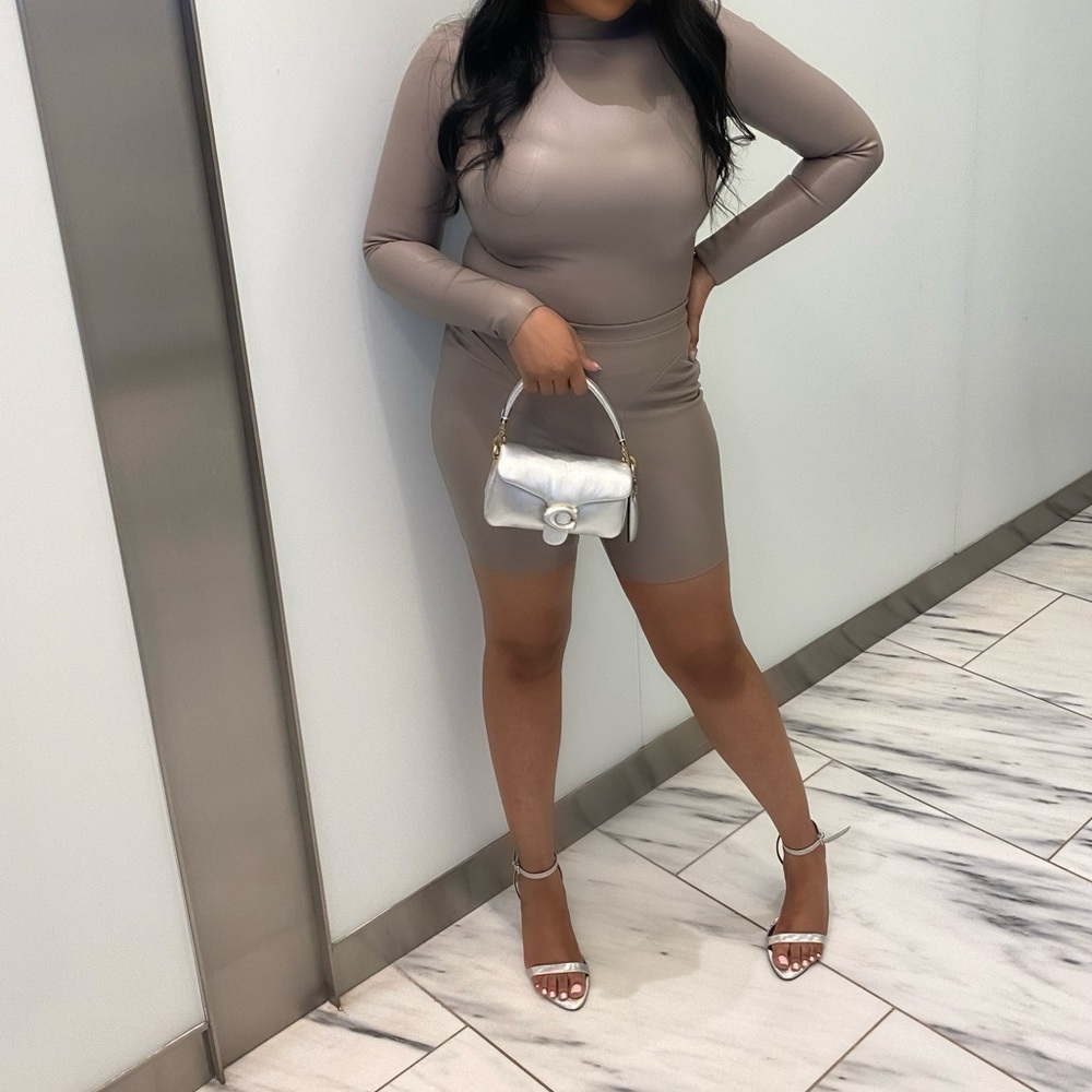 Skims faux leather shorts and tops two piece set worn once